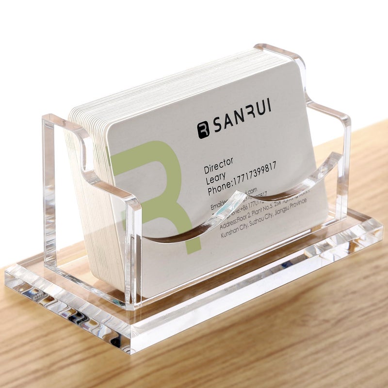 SANRUI Acrylic Business Card Holder for Desk, Horizontal Business Card Display Stand, Clear Business Card Holder Stand, Fits 50~60 Business Cardsï¼ˆPatent No.:US D1,000,519 Sï¼‰ - Image 1